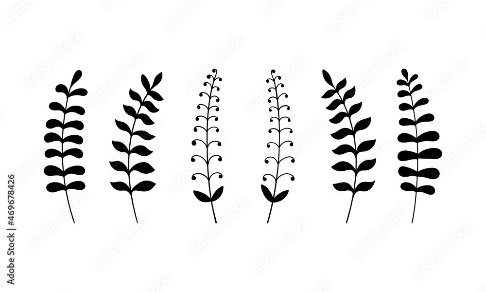 Leaves lineart vector botanical illustration. Leaf and Flower sketch hand drawn set. Forest greenery Leaves lineart vector botanical illustration. Leaf and Flower sketch hand drawn set. Forest greenery