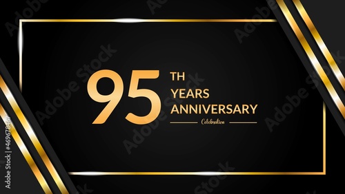 Luxurious and elegant design to celebrate 95th anniversary with black and gold. vector illustration