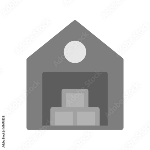 Warehouse Flat Gray CircleVector Icon Design
