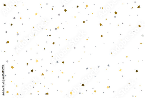 Christmas background with gold and silver stars. Silver and gold star Celebration Confetti.