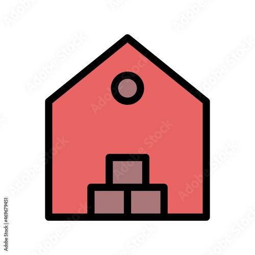  Warehouse Line Filled Vector Icon Design