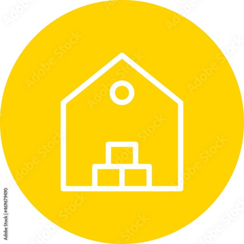 Warehouse Line circle Vector Icon Design