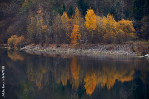 Fototapeta Naklejka Na Ścianę i Meble -  Landscape with autumn on the lake