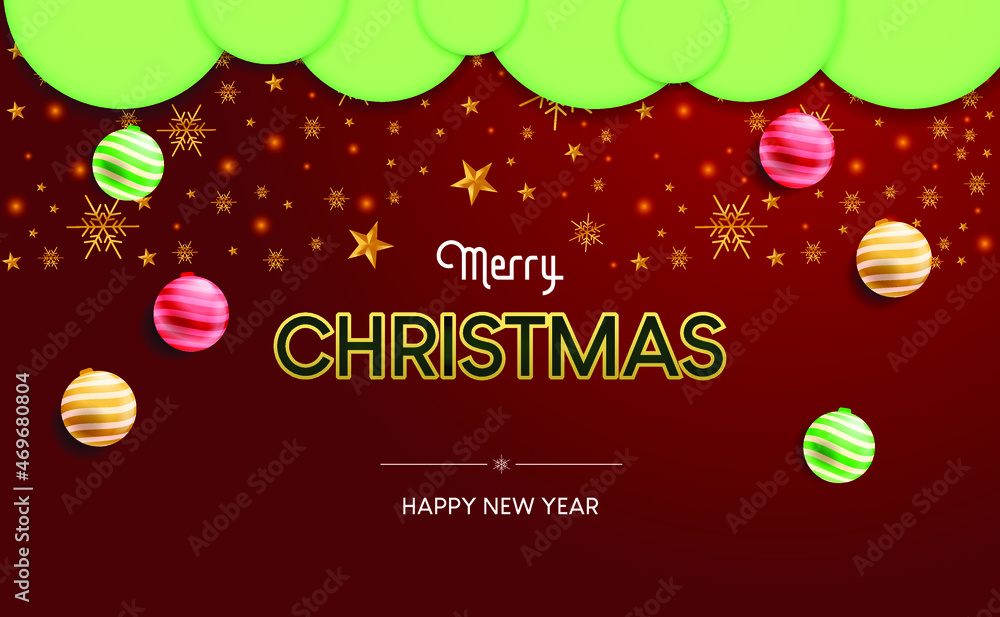 Naklejka premium merry christmas card with balls