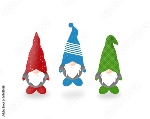 Christmas gnomes isolated on white background. New year holiday concept hand drawn