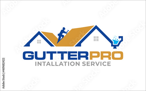 Illustration graphic vector of gutter installation and repair service logo design template