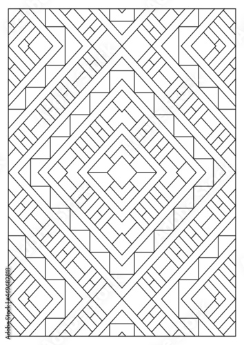 Portrait coloring pages for adults. Abstract illustration in Line Art style. Geometric composition. Black and white patterns. EPS8. Coloring-#367