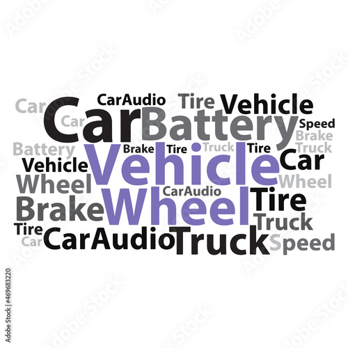 Text cloud. Car wordcloud. Tag concept. Vector illustration.