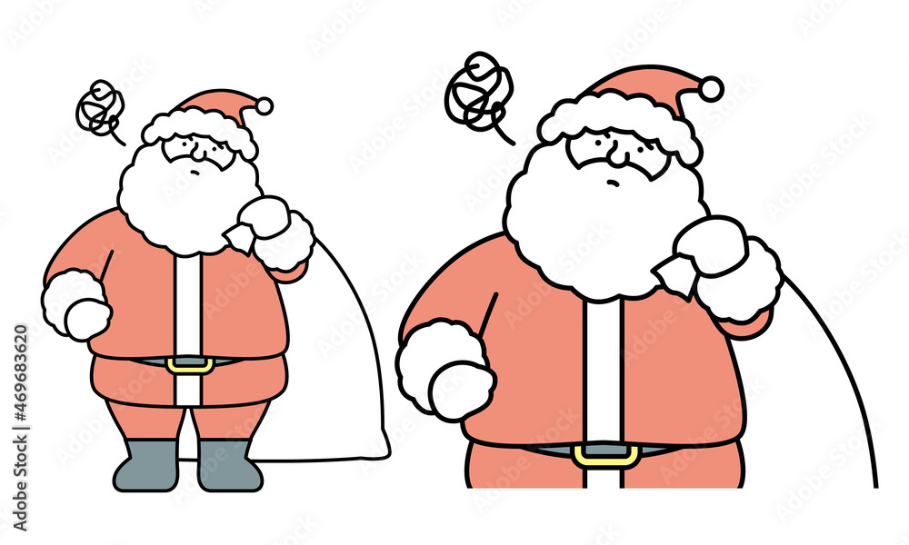 腰に手を当て悩んでいるサンタクロースのイラスト素材 Stock Vector Adobe Stock