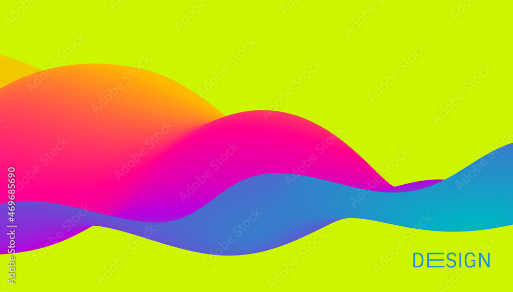 Fototapeta premium 3D abstract wavy background with modern gradient colors. Motion sound wave. Vector illustration for banner, flyer, brochure, booklet, presentation or websites design.