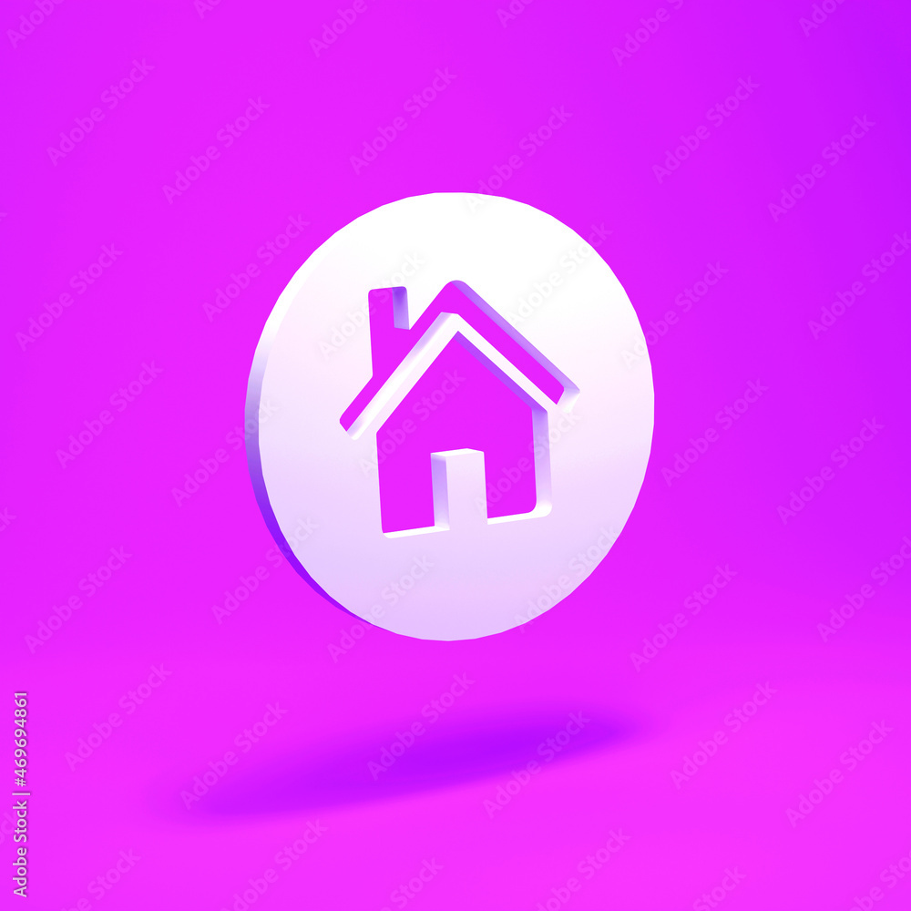 3d render house icon. White symbol on purple background. 3d render illustration 3d render house icon. White symbol on purple background. 3d render illustration