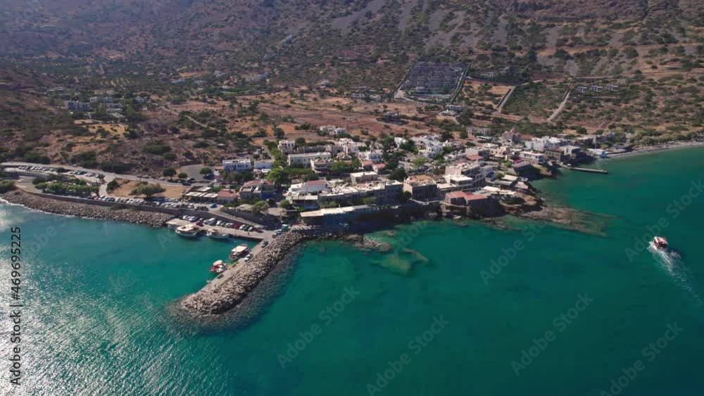 Aerial view. The beautiful resort village of Plaka in Crete. Aerial view. The beautiful resort village of Plaka in Crete.