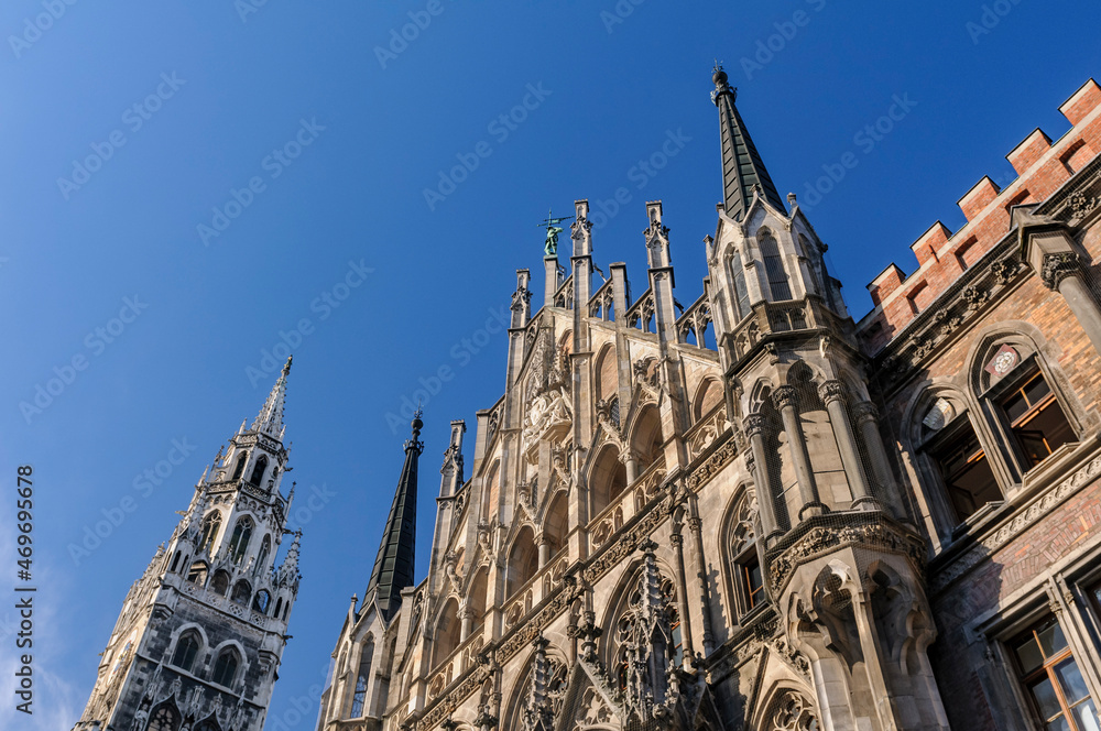 Munich, Germany on October 16, 2012. Neue Rathaus, the new town hall on Marienplatz in the historic city center.