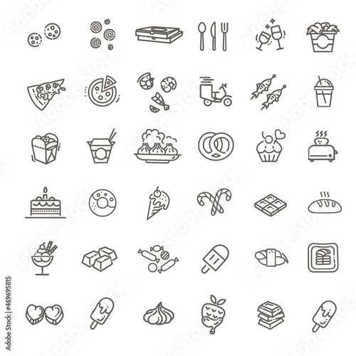 Fast food vector outline icons set. Cooking. vector collection