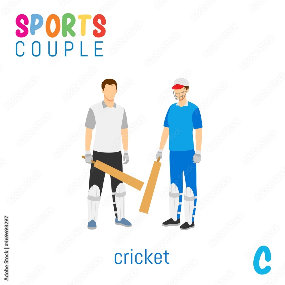 Obraz premium Sports Couple alphabet in vector with C letter. illustration cartoon sports. Alphabet design in a colorful style.