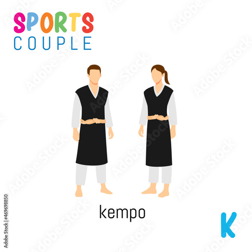 Sports Couple  alphabet in vector with K letter. illustration cartoon sports. Alphabet design in a colorful style.