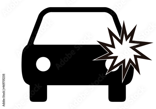 Icono negro de un coche sufriendo un accidente.