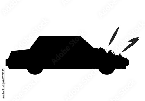 Icono negro de un coche sufriendo un accidente.