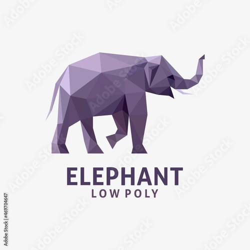 Elephant low poly logo design 