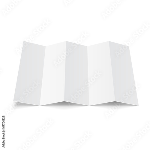 Mockup Blank Four Folded Fold Paper Leaflet, Flyer, Broadsheet, Flier, Follicle, Leaf A4 With Shadows. Isolated On Wgite Background Isolated. Mock Up Template Design. Vector EPS10 © Pack