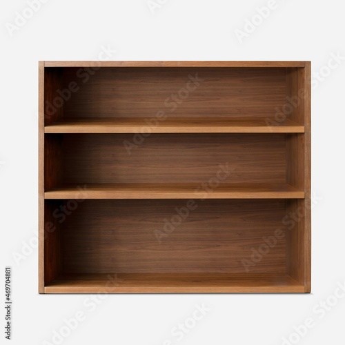 Fényképezés Empty brown wooden book shelf