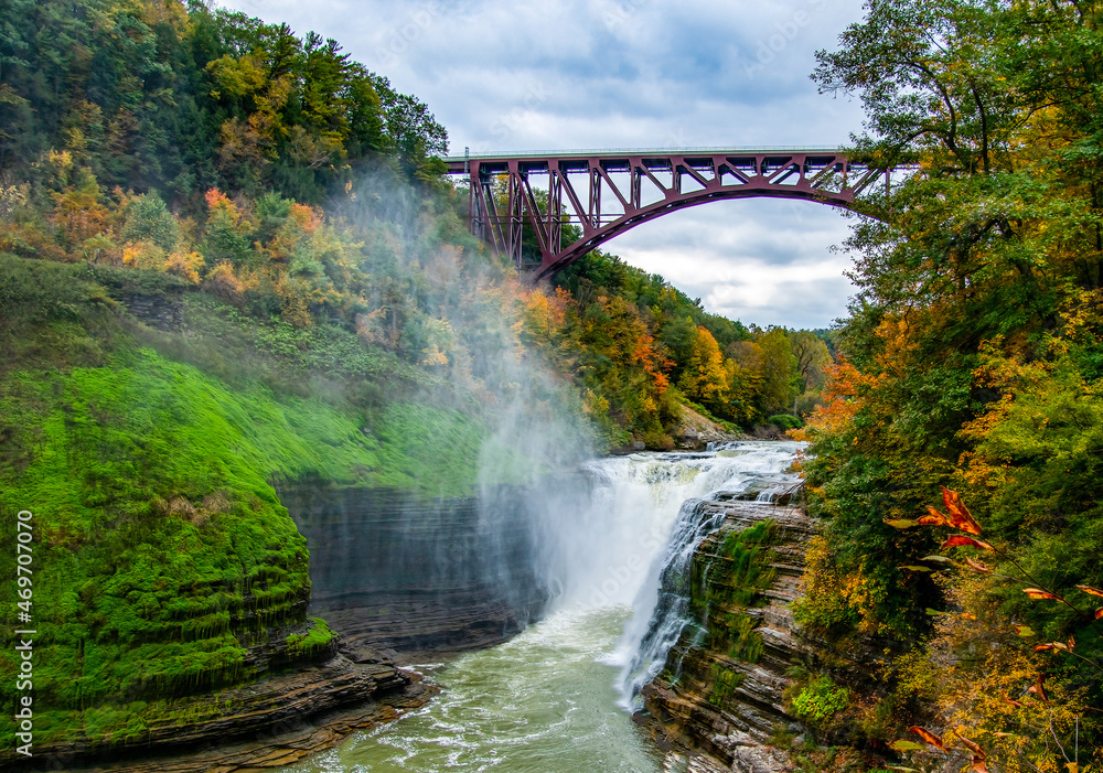 Autumn Waterfall at Letchworth State Park in New York 