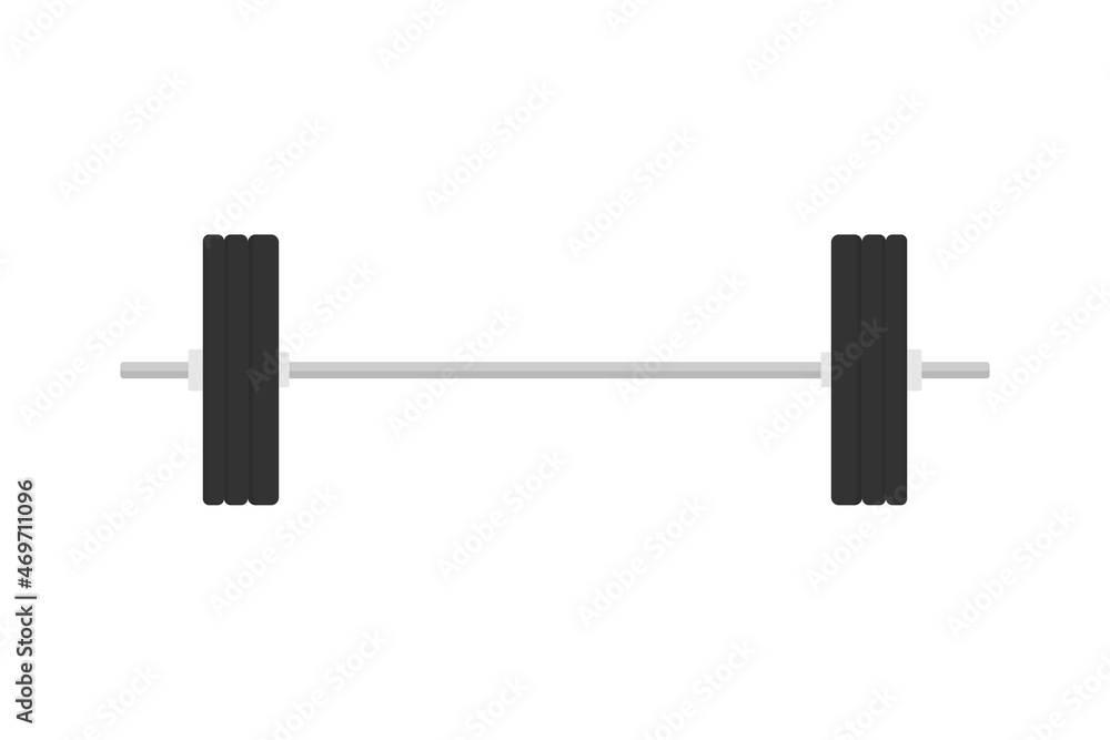 Barbell in flat style. Design element for gym, fitness and athletic center. Isolated vector illustration Barbell in flat style. Design element for gym, fitness and athletic center. Isolated vector illustration