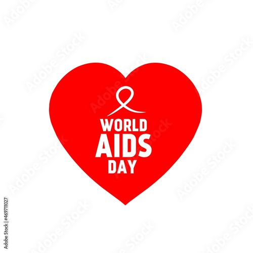 World Help Day. Red heart December 1st. AIDS awareness. HIV disease. Banner with the words Stop AIDS. The heart that dictates