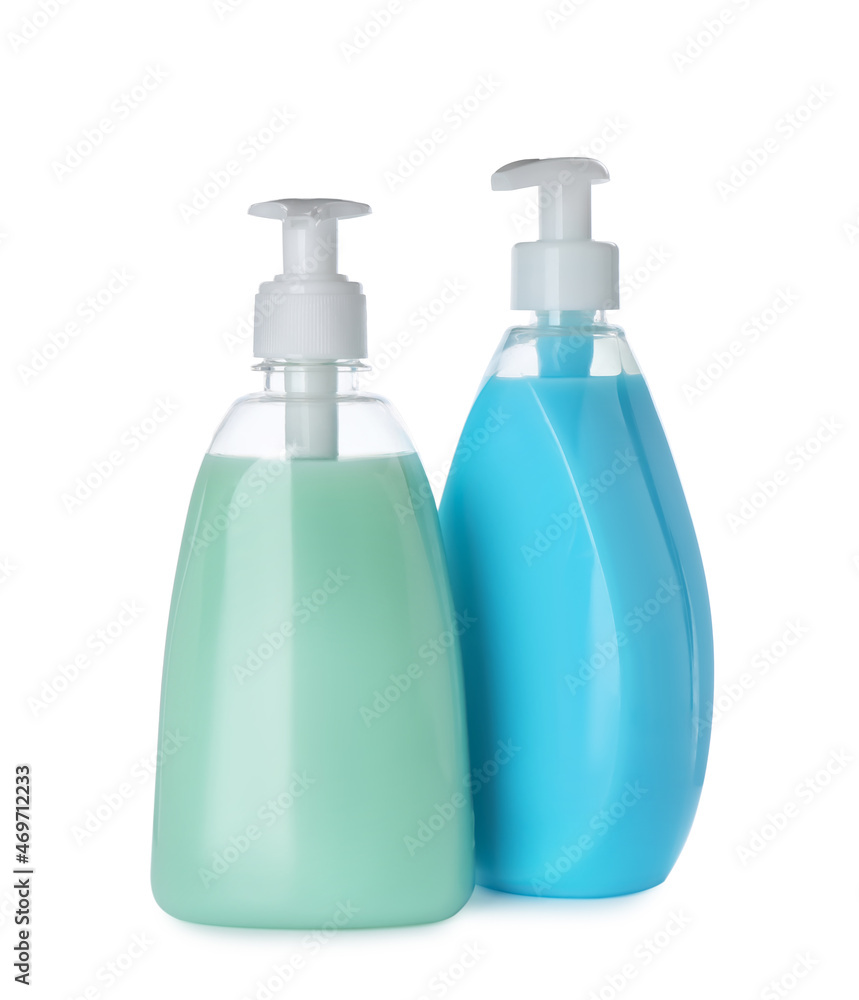 Dispensers of liquid soap on white background Dispensers of liquid soap on white background
