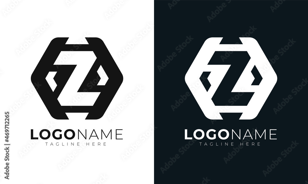 Fototapeta premium Initial letter z logo vector design template. With Hexagonal shape. Polygonal style.