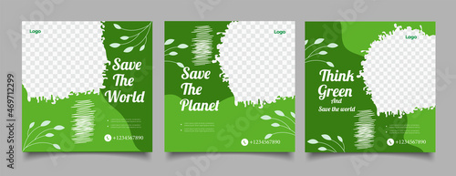 Принти на полотні Think green social media post template
