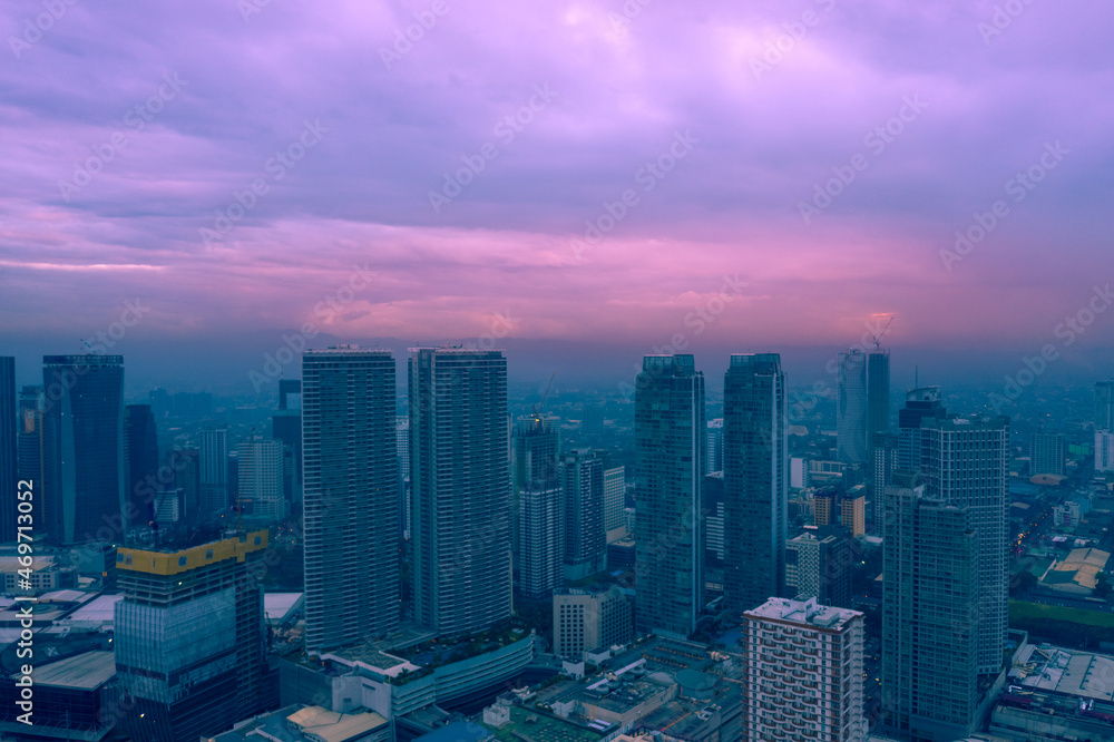 Dramatic sunset of Manila city in capital Philippines.