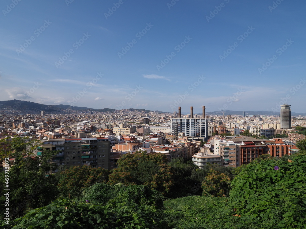 Briliant view to european city of Barcelona in Spain