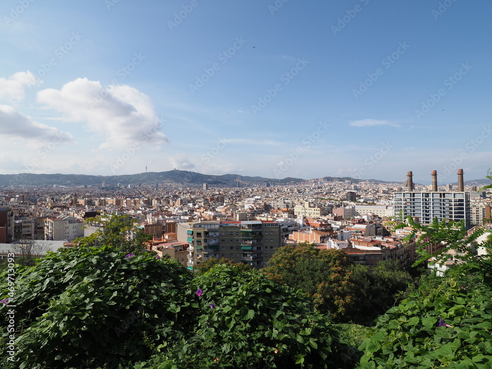 Panorama of european city of Barcelona in Spain