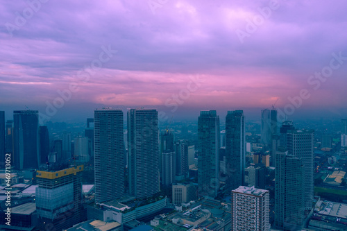 Dramatic sunset of Manila city in capital Philippines.