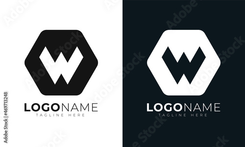 Initial letter w logo vector design template. With Hexagonal shape. Polygonal style.