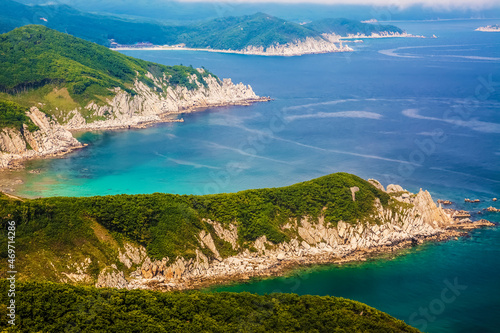 The Far East of Russia. The coast of the Sea of Japan, top view