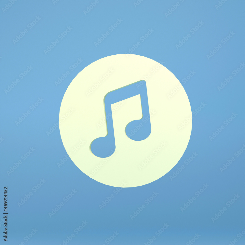 Music Note. White symbol on blue background. 3d render illustration Music Note. White symbol on blue background. 3d render illustration
