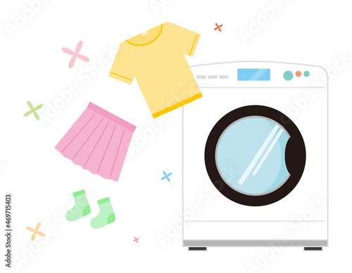 ドラム式　洗濯機　家電　シンプルイラスト
