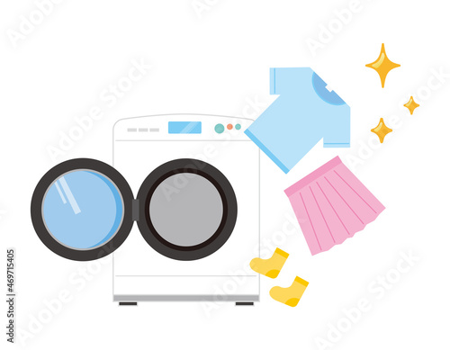 ドラム式　洗濯機　家電　シンプルイラスト
