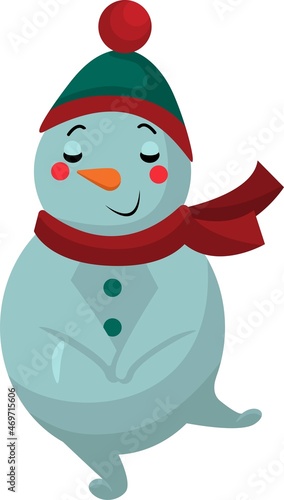 Cute snowman character. Snowman wearing hat and scarf. Funny Christmas snowmen. Vector illustration of a character isolated on a white background.  © Екатерина Степанова