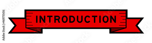 Vintage red color ribbon banner with word introduction on white background
