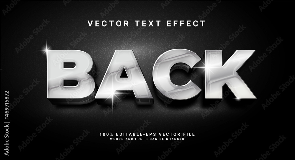 Back elegant 3D text effect. Editable text style effect with black color theme.