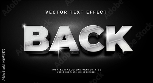 Back elegant 3D text effect. Editable text style effect with black color theme.