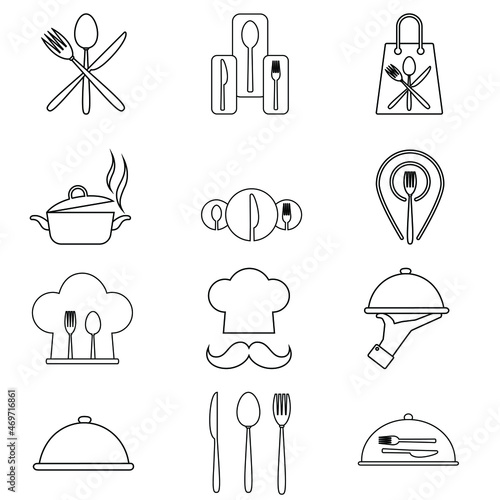Meal icon vector set. restaurant illustration sign collection. dine symbol. eat logo. cook mark.