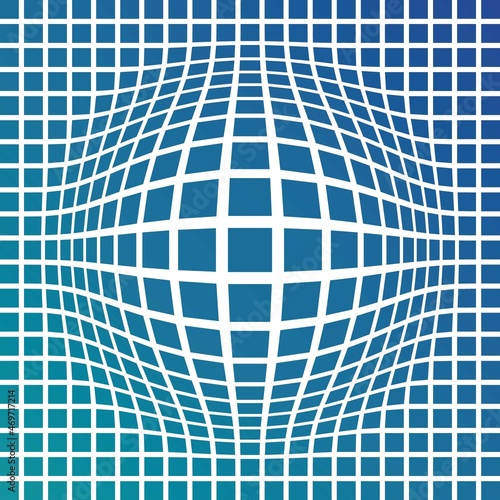 Half-tone dots. Dotted, rectangular pattern. Sphere, orb or globe distortion speckles. Diffuse radial, radiating bulge, bloat warp. Abstract circles rectangular geometric pattern
