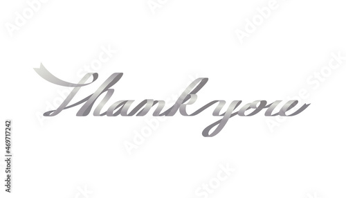 銀のリボンで作った「thank you」の文字のベクターグラフィック
