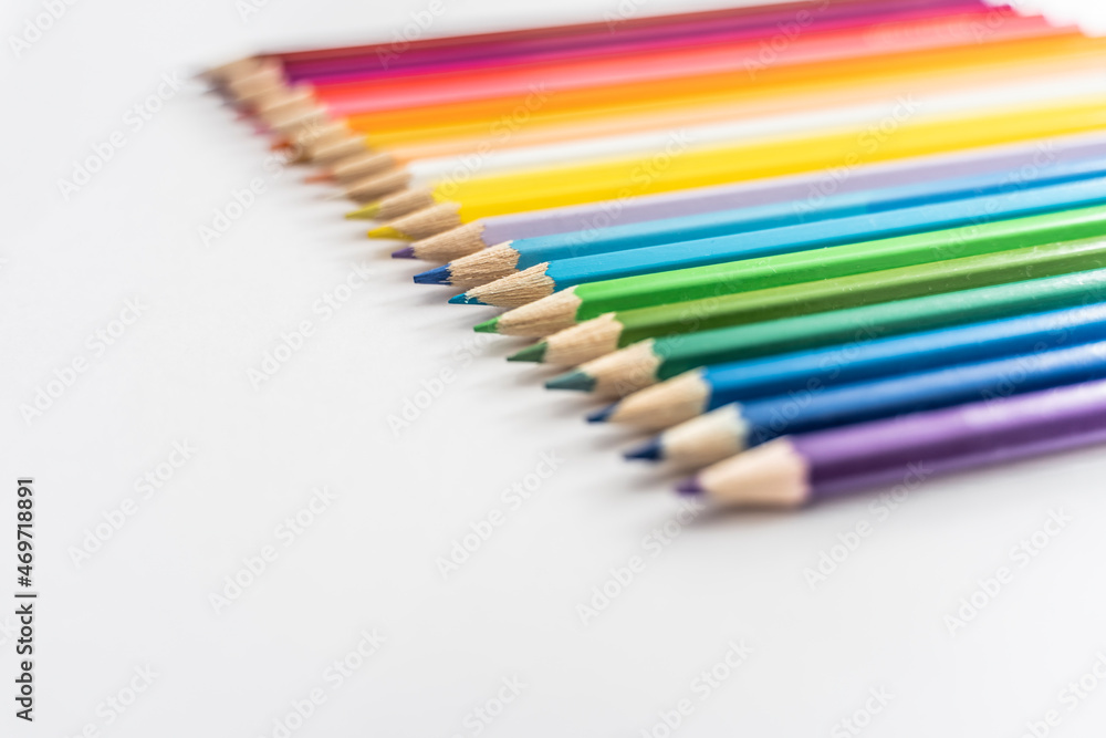 Colored pencils close-up, drawing equipment Colored pencils close-up, drawing equipment
