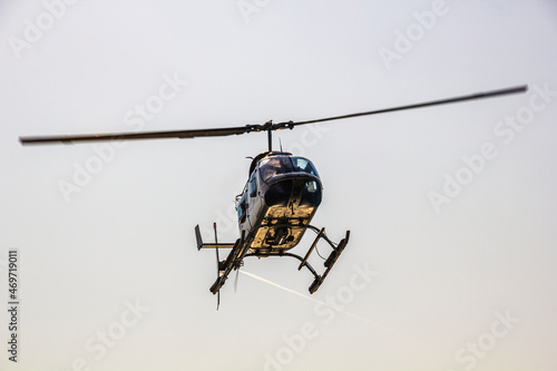 close-up of helicopter in the sky
