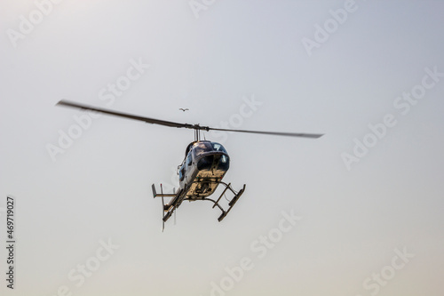 close-up of helicopter in the sky